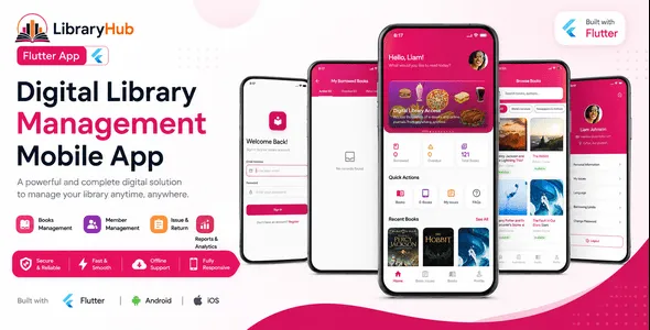 LibraryHub Mobile — Flutter app for book catalog & member services